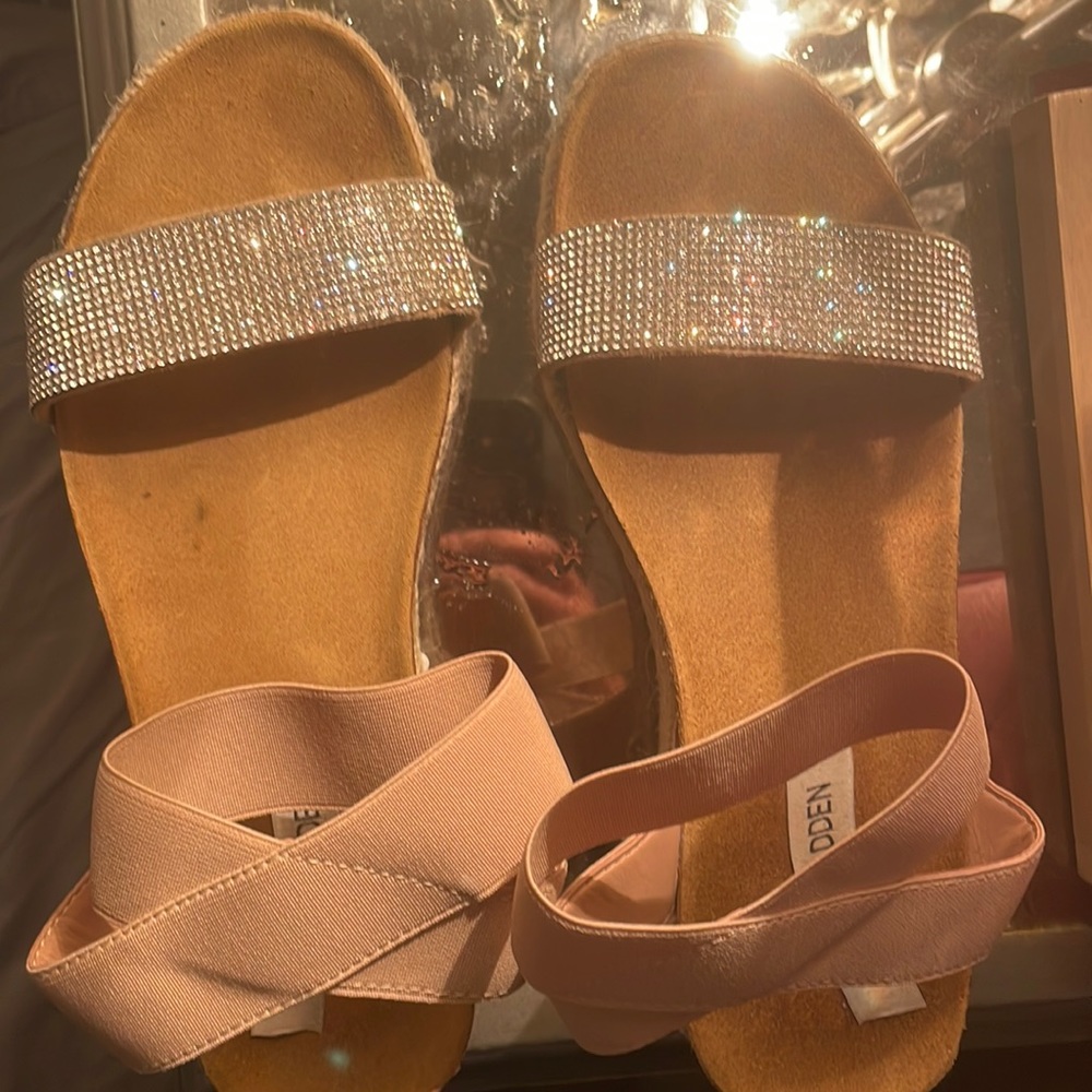 Trendy platform sparkle sandals by Steve Madden
